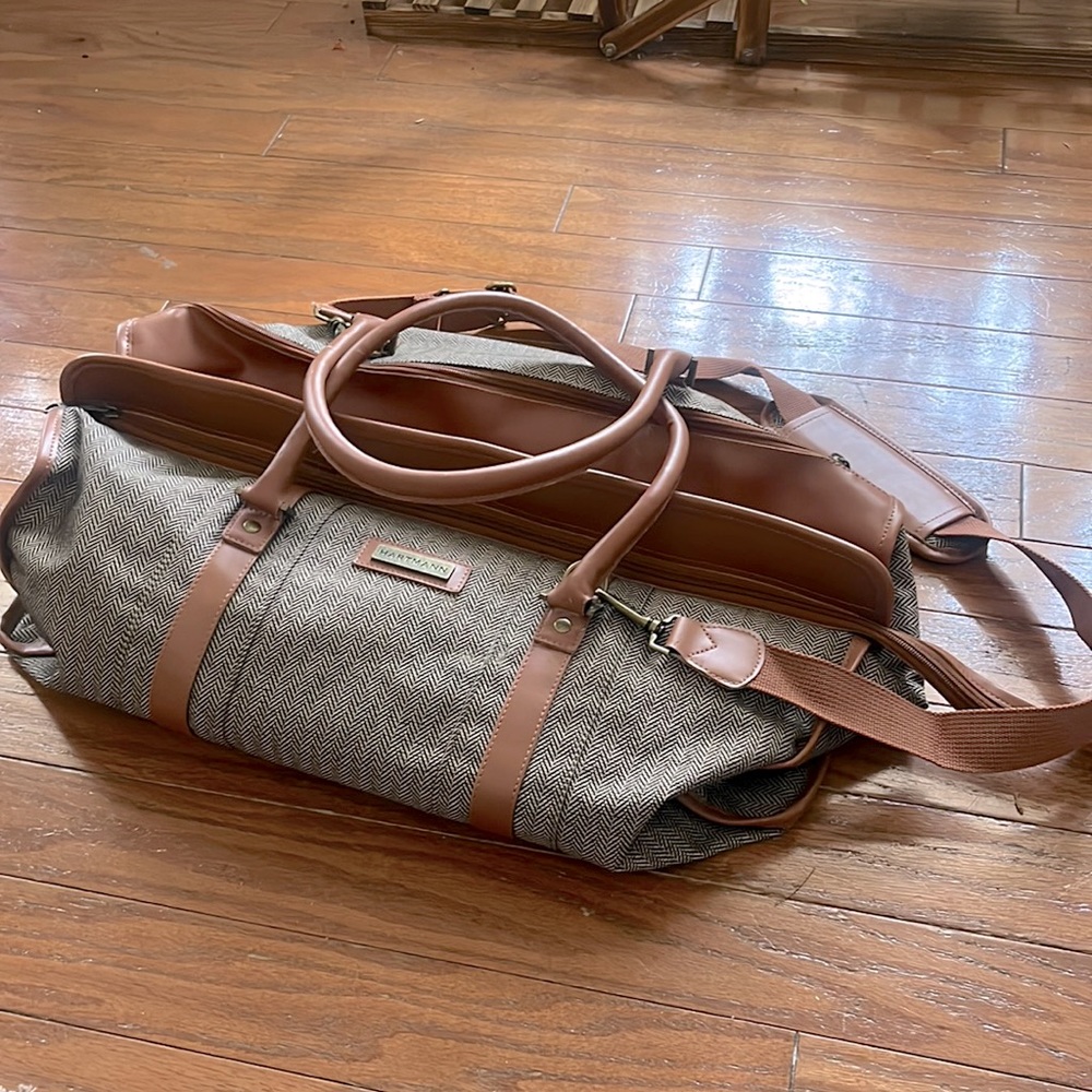 Hartmann vintage tweed chevron duffel bag